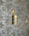 Brass box (dibbi) pendant with a labradorite in the centre with a chain handmade by A Creator's Studio