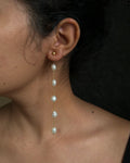Gold Plated white pearl dangle earrings with multiple freshwater pearl links handmade by A Creator's Studio