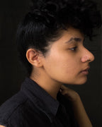 Sterling Silver double nose piercing cuff handmade by A Creator's Studio