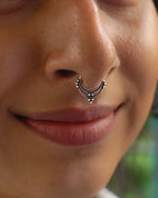 Silver oxidised septum ring for non pierced nose handmade by A Creator's Studio