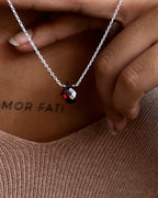 Dainty Silver Chain with a garnet drop pendant handmade by A Creator's Studio 