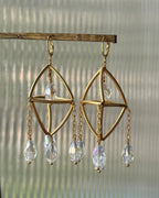 gold plated Mini Suncatcher earrings with four clear crystal drops handmade by A Creator's Studio