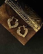 Brass heart hoop earrings handmade by A Creator's Studio