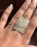 The Starry Night by Vincent Van Gogh inspired Brass necklace with an engraved rectangular pendant handmade by A Creator's Studio