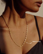 Brass rectangular link chain with flat links handmade by A Creator's Studio