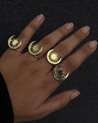 Sun Moon Ring Brass