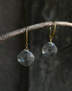 Gold Plated Clear quartz faceted drop earrings handmade by A Creator's Studio