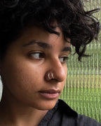 Sterling Silver double nose piercing cuff handmade by A Creator's Studio