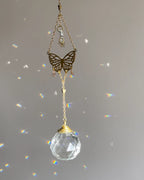 Butterfly sun catcher with glass crystal drop handmade by A Creator's Studio