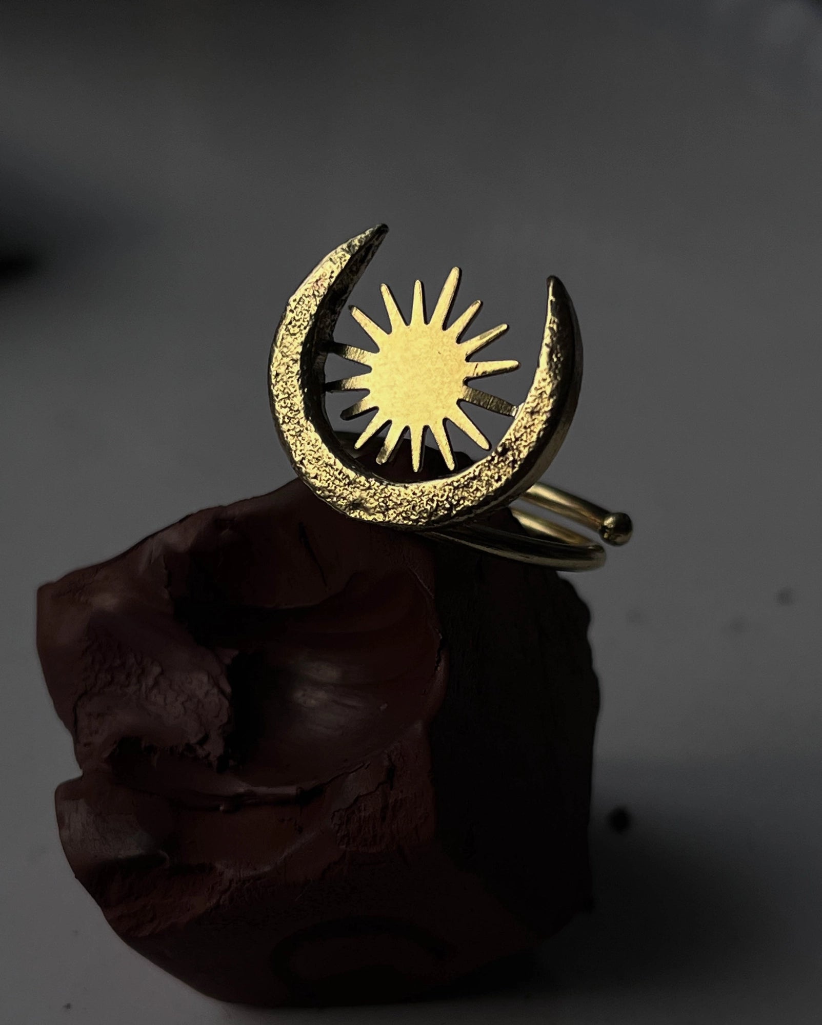Sun Moon Ring Brass
