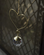 Wired heart suncatcher with clear crystals handmade by A Creator's Studio