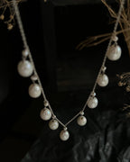 Sterling Silver pearl necklace with multiple freshwater pearl drop links handmade by A Creator's Studio