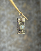 Brass box (dibbi) pendant with a labradorite in the centre with a chain handmade by A Creator's Studio