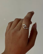 Silver ring with a wave in the centre handmade by A Creator's Studio