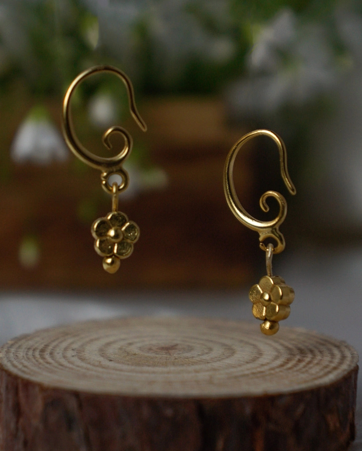Gold Plated Bloom Flower Earrings handmade by A Creator's Studio