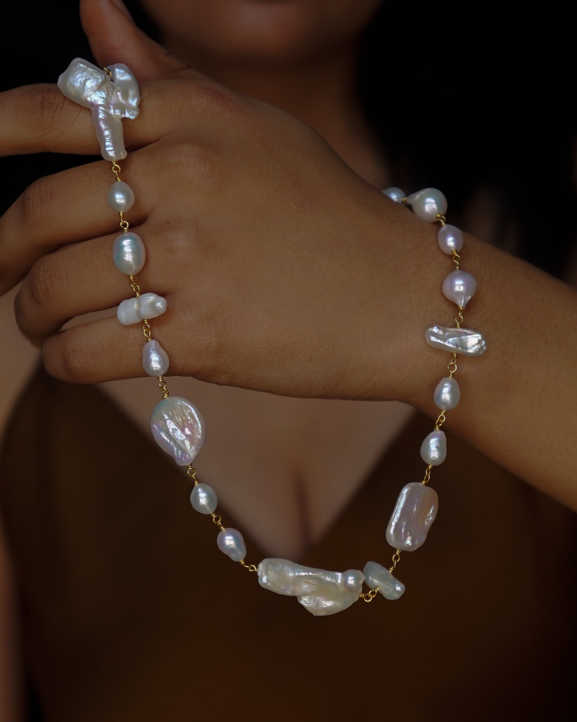 Organic Pearl Linked Necklace