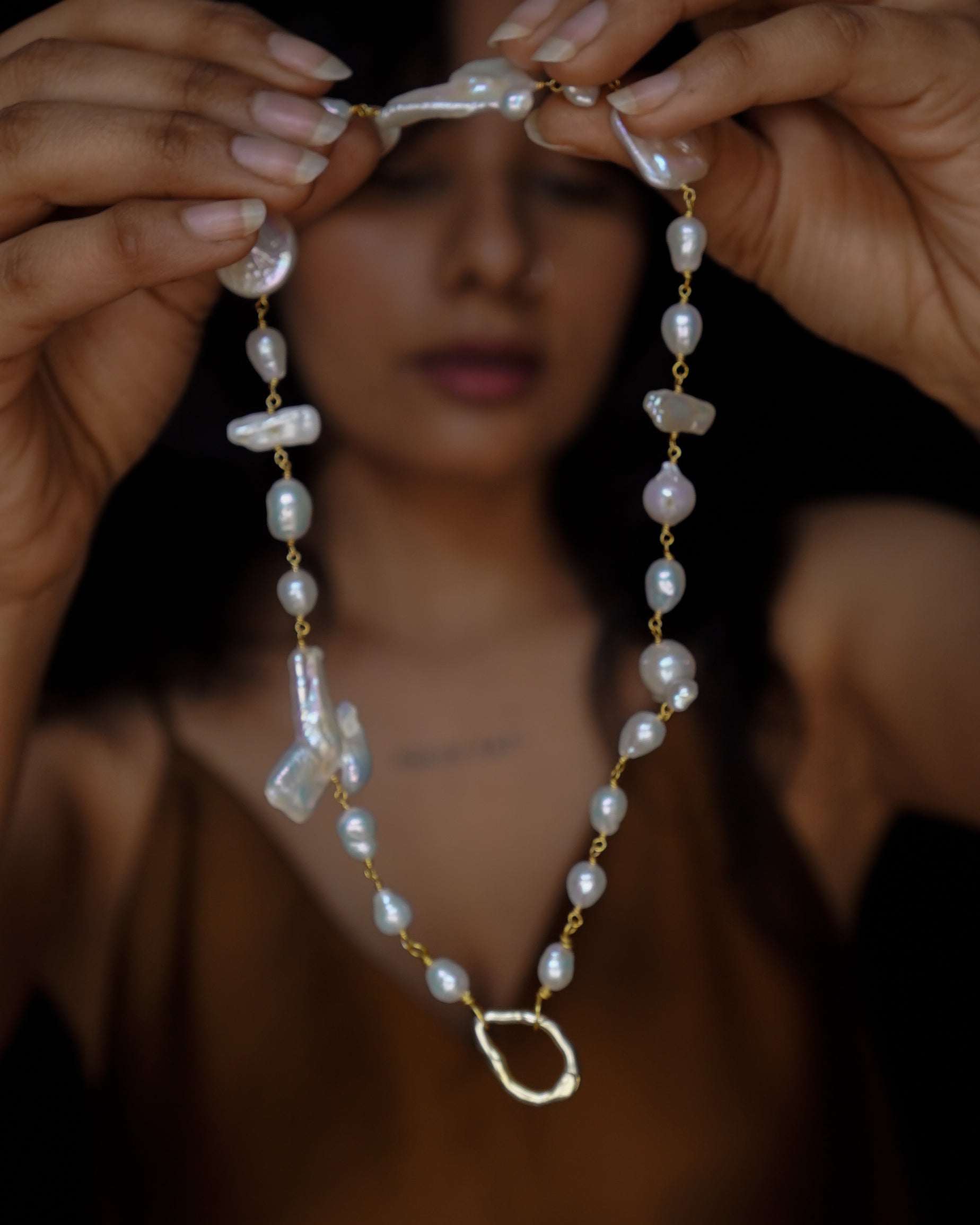 Organic Pearl Linked Necklace