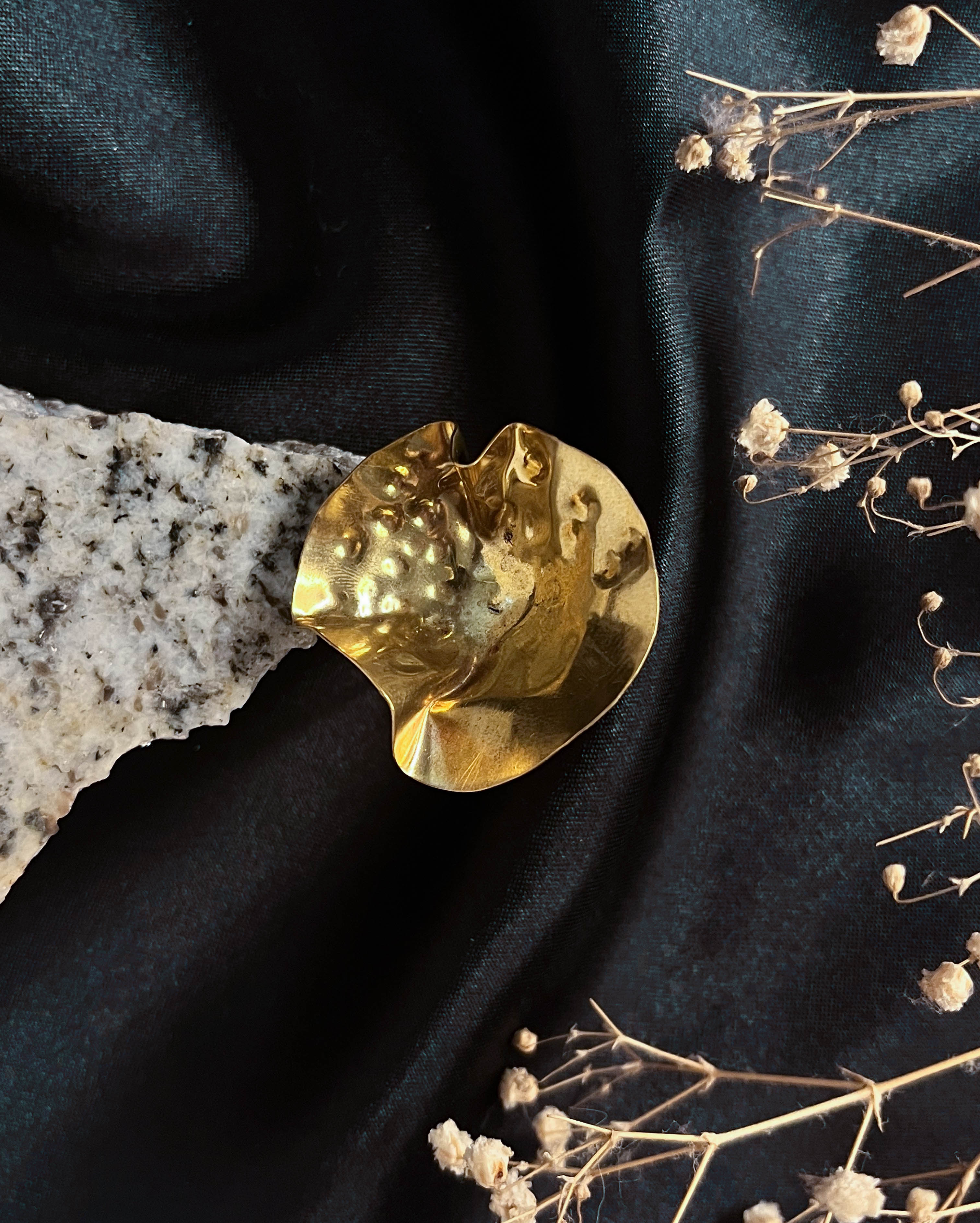 Large Abstract Ring Brass