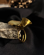 Large Abstract Ring Brass