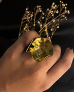 Large Abstract Ring Brass