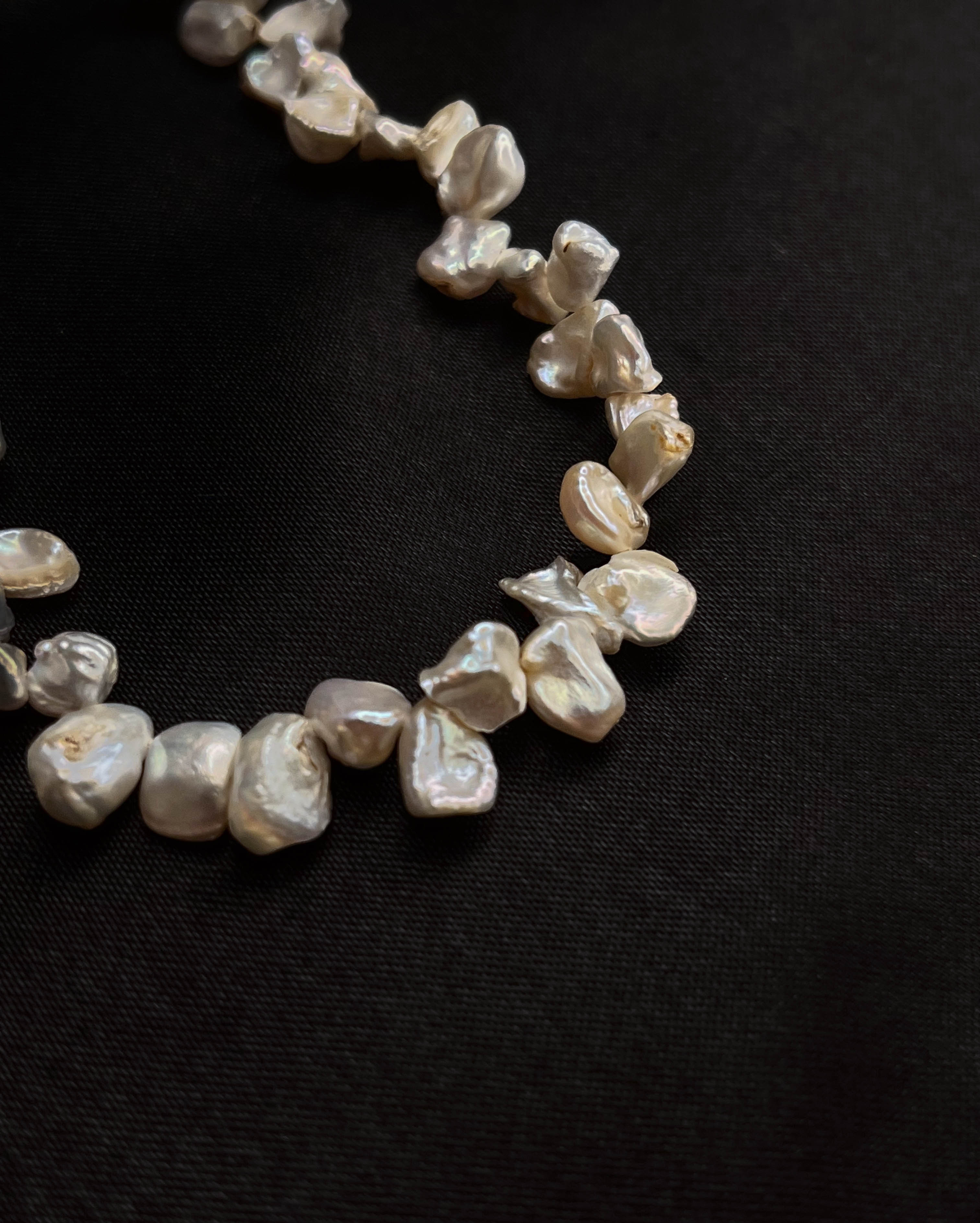 Gold plated White Chip Freshwater Pearl Necklace handmade by A Creator's Studio