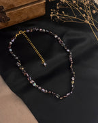 Gold Plated Black Chip Freshwater Pearl Necklace with lustrous pearls handmade by A Creator's studio