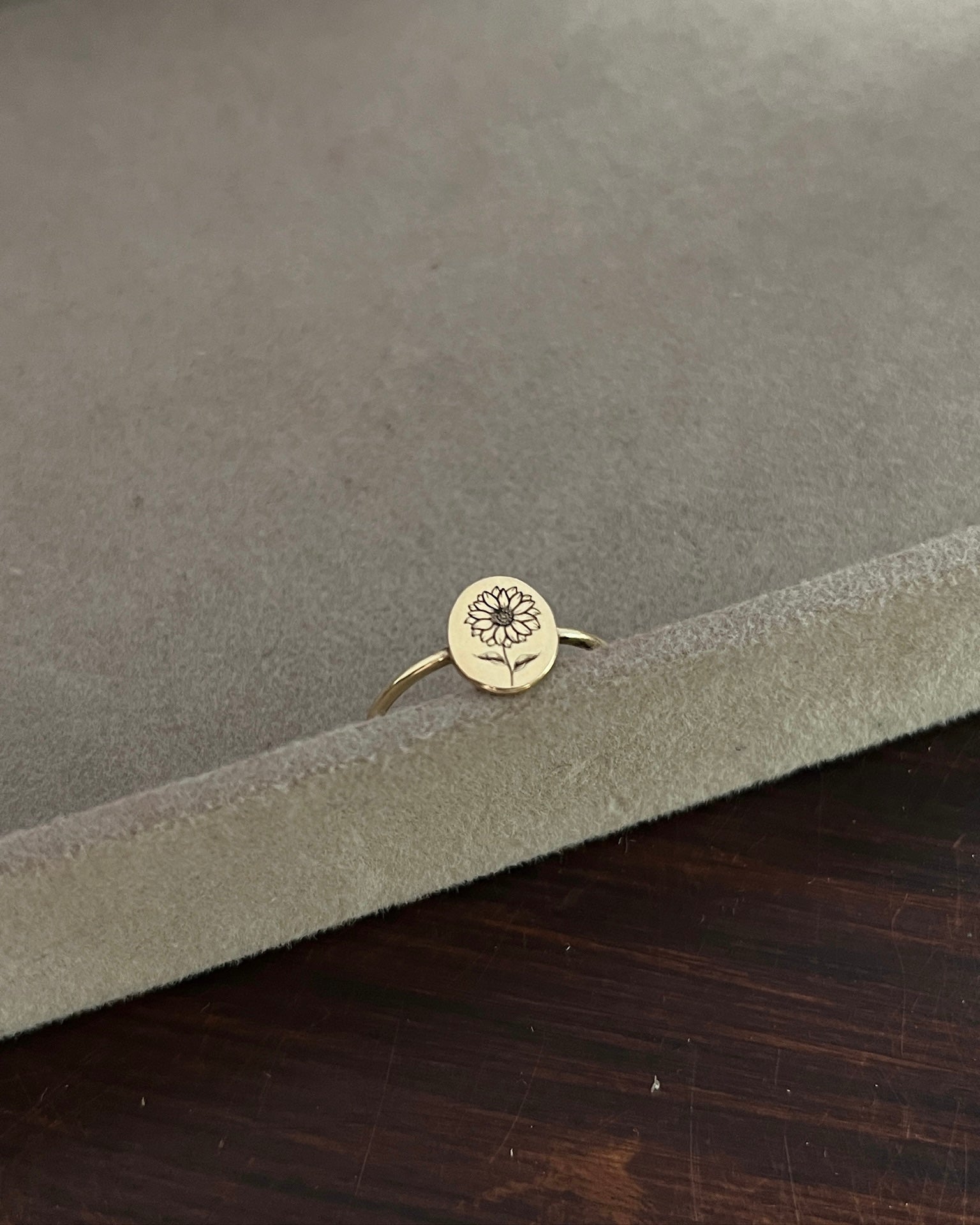 Birth Flower Ring Brass