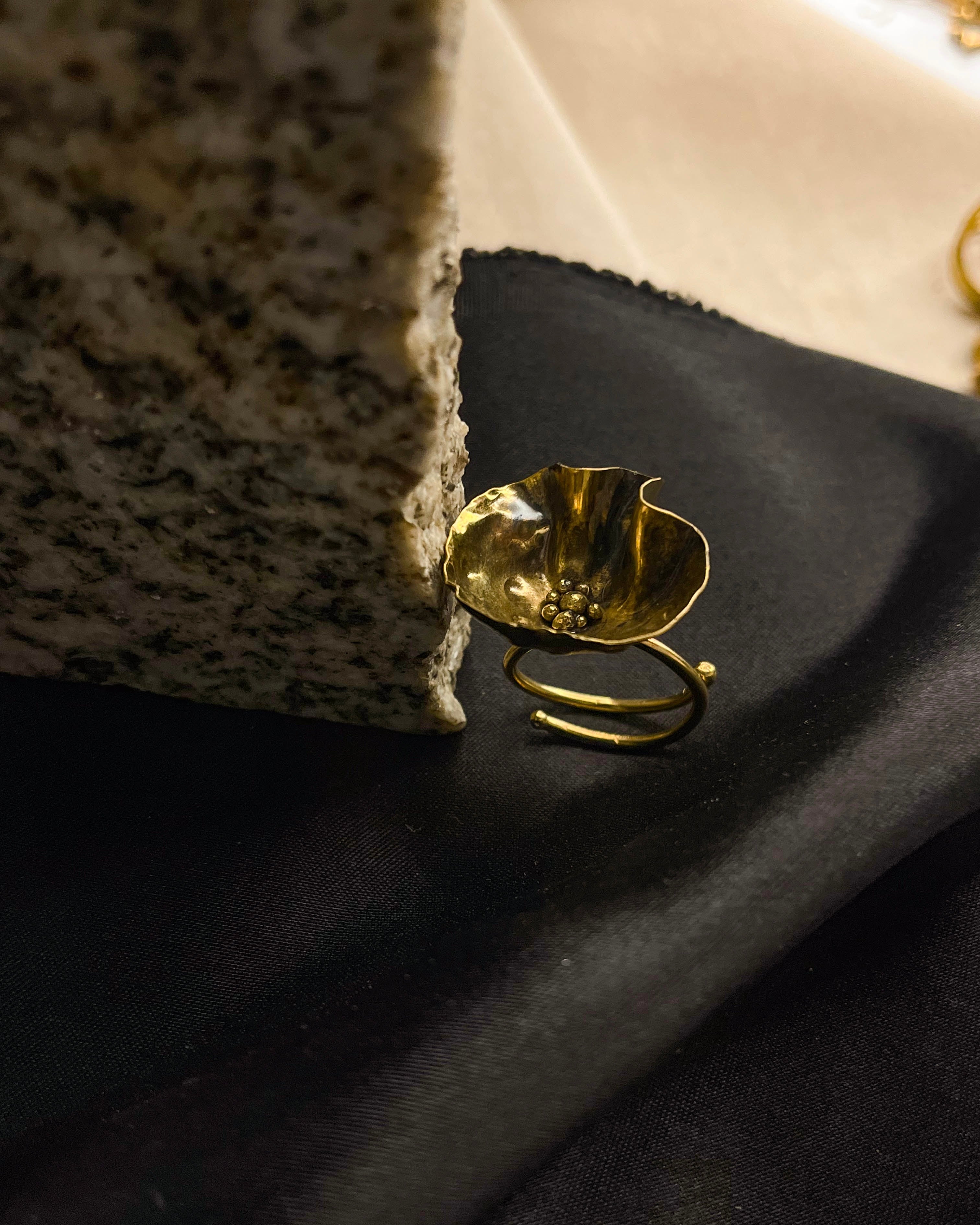 Large Poppy Ring Brass
