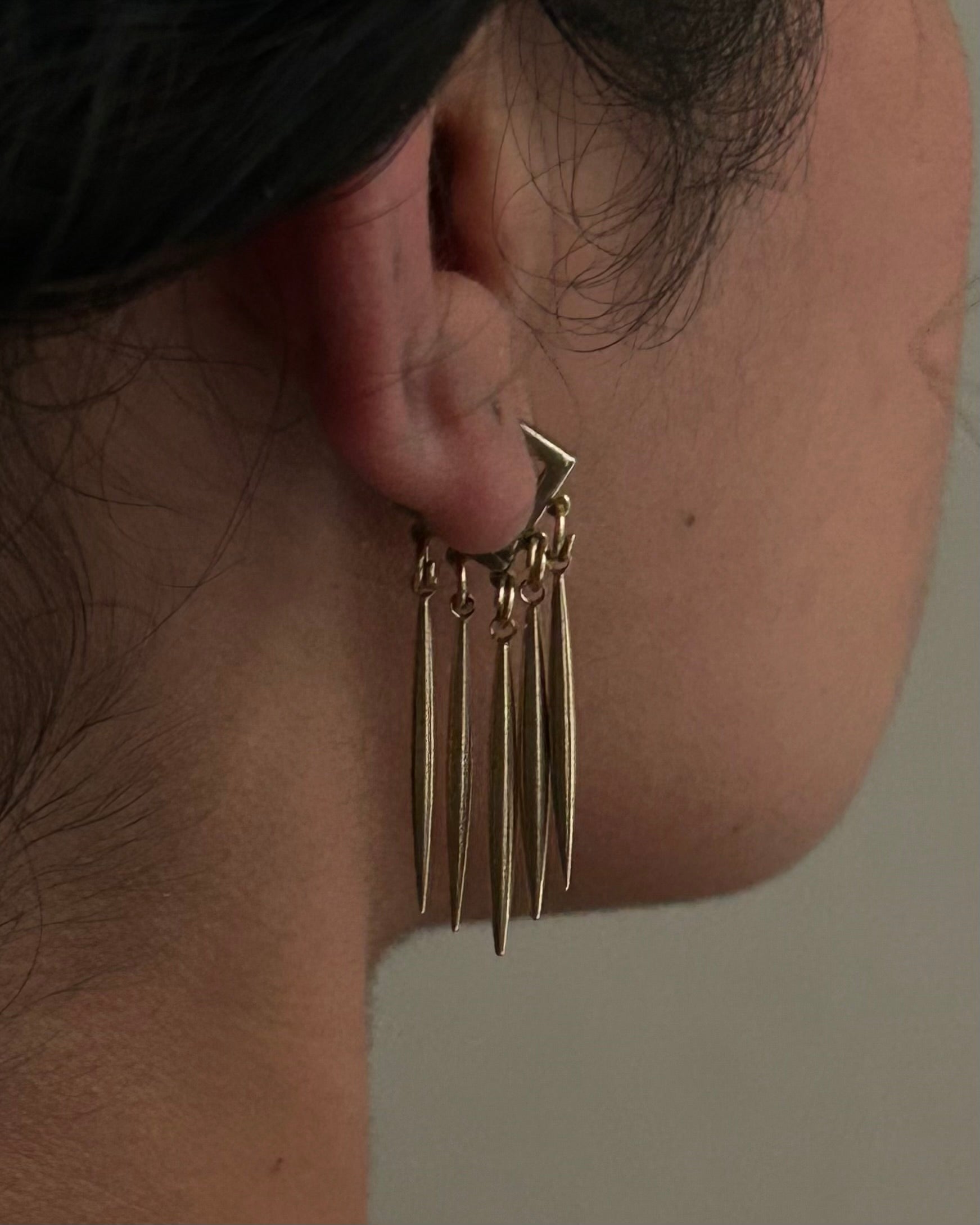 Brass earrings with unique design handmade by A Creator's Studio