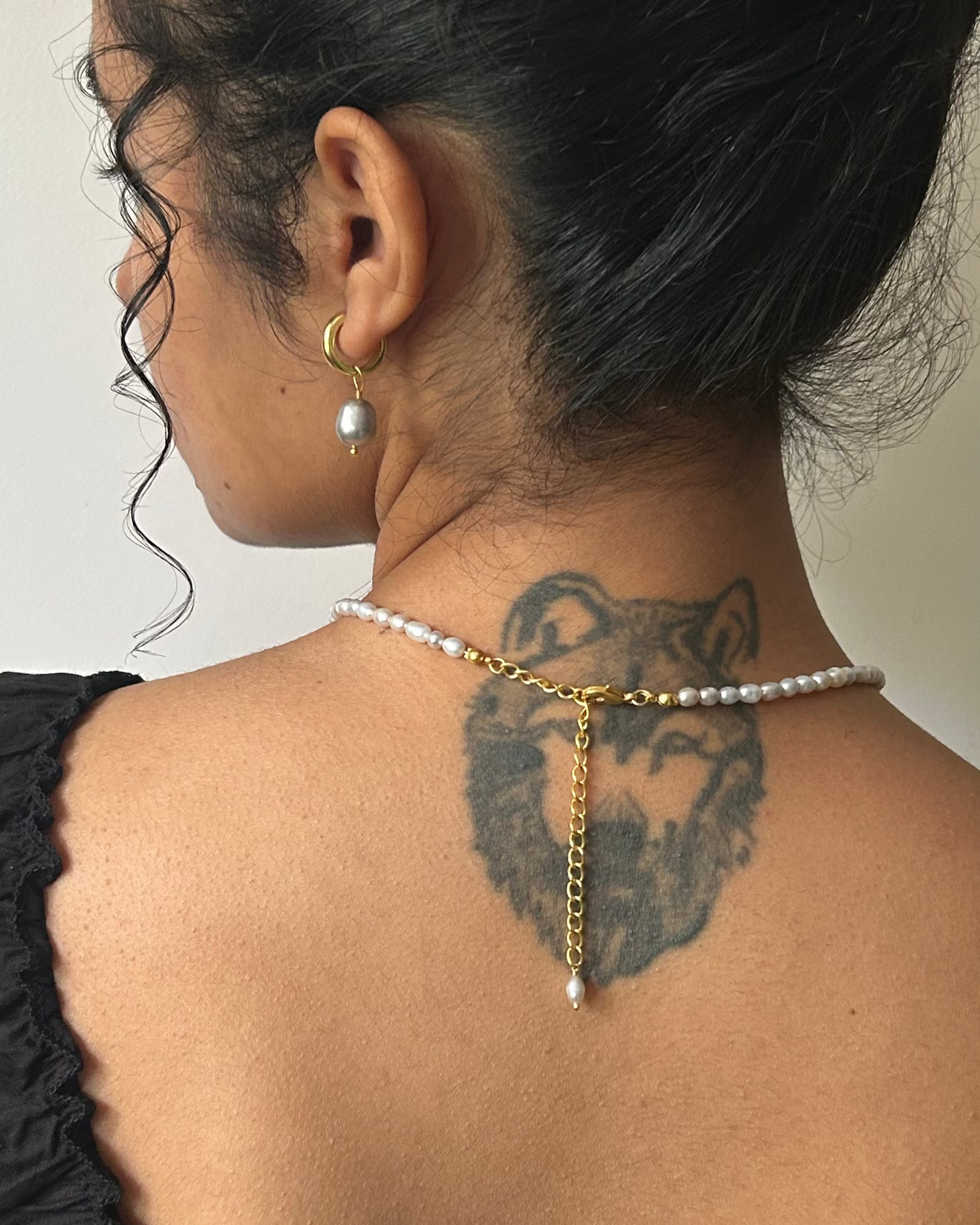 Gold Plated Grey Freshwater pearl necklace handmade by A Creator's Studio