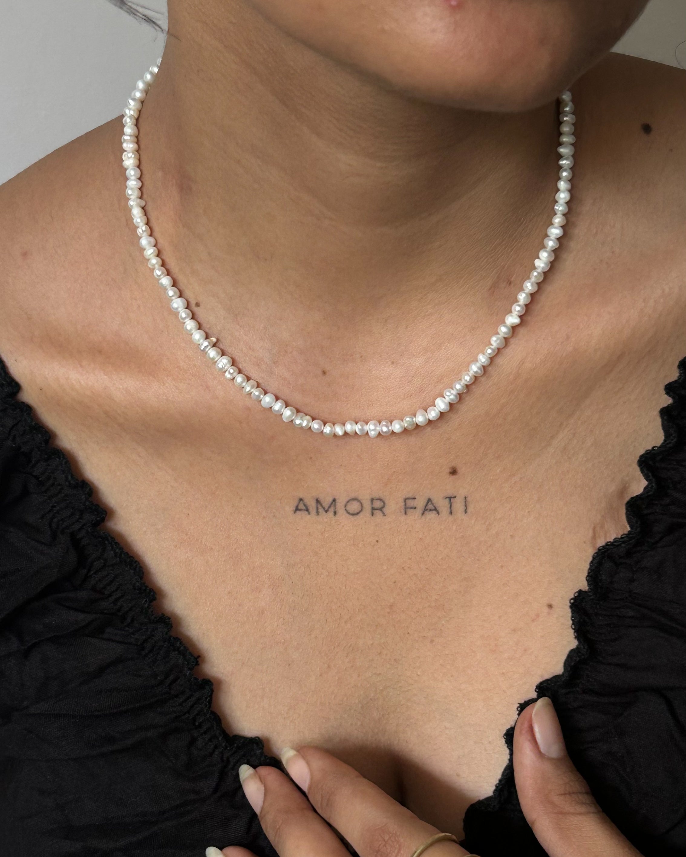 Freshwater White Pearl Choker handmade by A Creator's Studio
