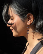 Brass earrings with purple amethyst crystal beadds handmade by A Creator's Studio