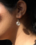 Brass earrings with crystal  handmade by A Creator's Studio