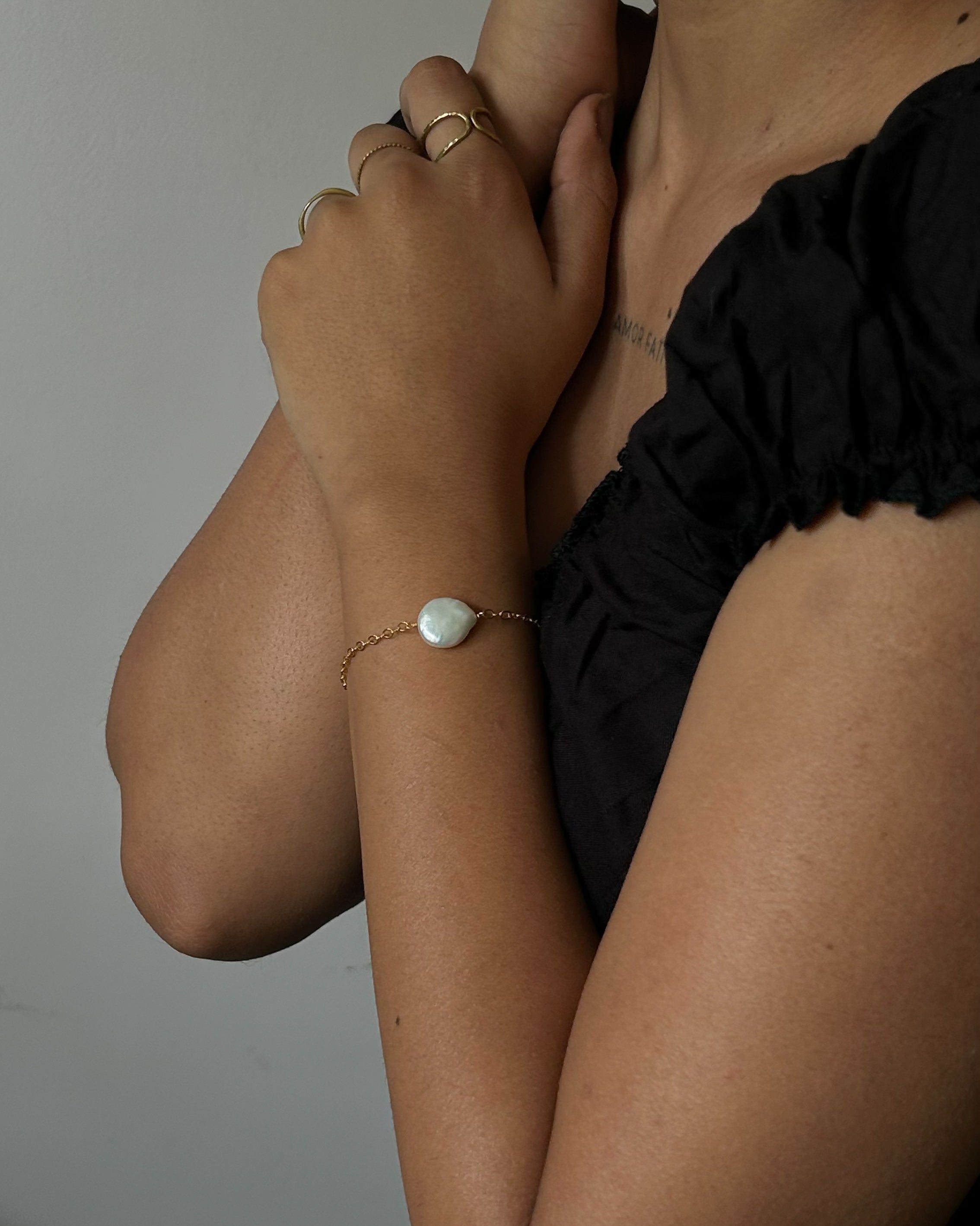 Pearl Coin Bracelet Gold Dipped