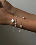 18K Gold Dipped Fresh Water Peal Link Bracelet handmade by A Creator's Studio