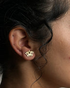 Brass Lotus-shaped stud earrings handmade by A Creator's Studio