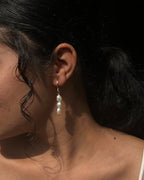 Gold Plated Linear Pearl Dangle Earrings handmade by A Creator's Studio