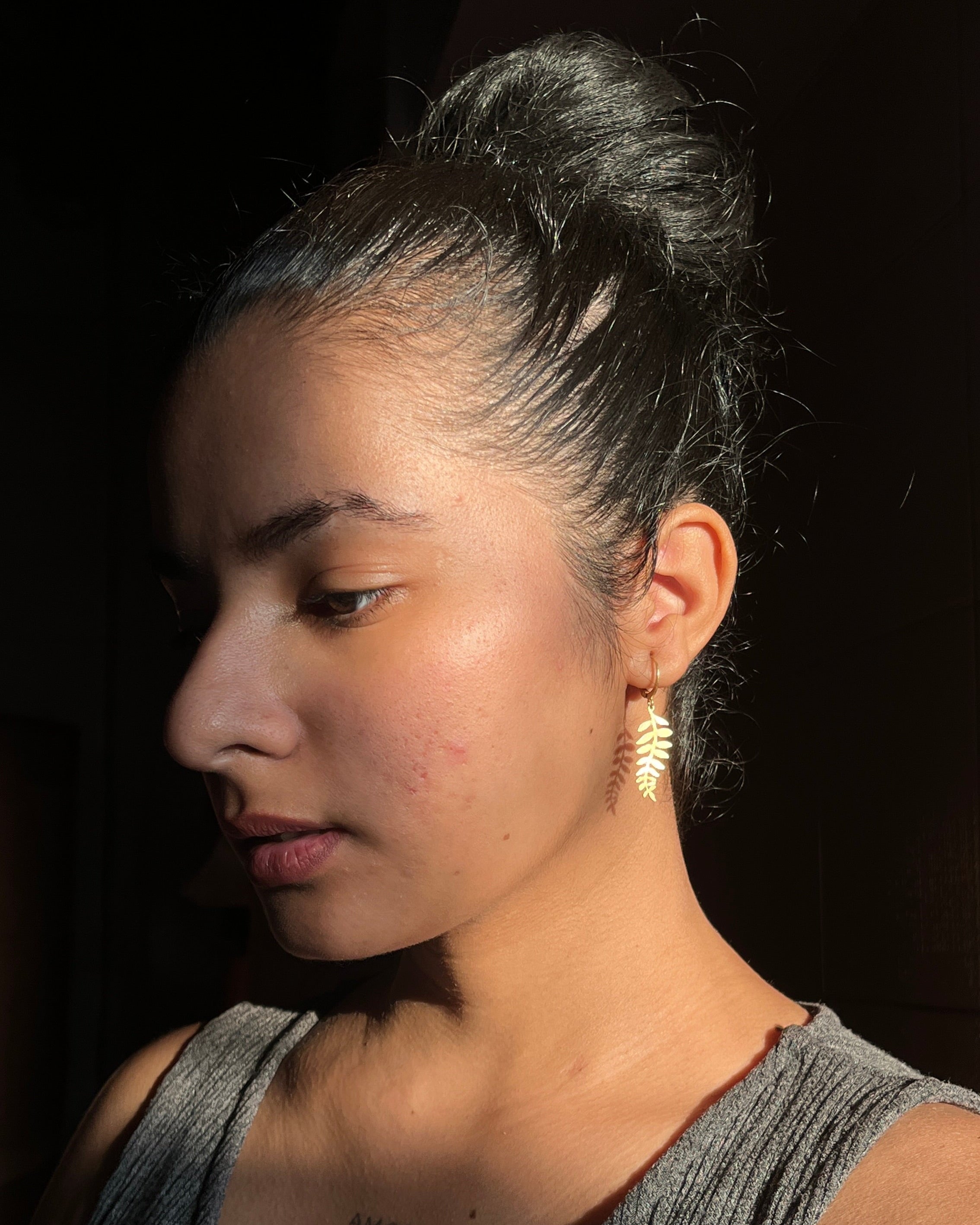 Gold Dipped Botanica Leaf Earrings handmade by A Creator's Studio