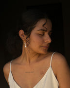 Gold Plated Linear Pearl Dangle Earrings handmade by A Creator's Studio
