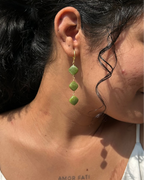 Gold Plated Jade stone Dangle Earrings handmade by A Creator's Studio