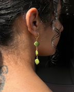 Gold Plated Jade stone Dangle Earrings handmade by A Creator's Studio