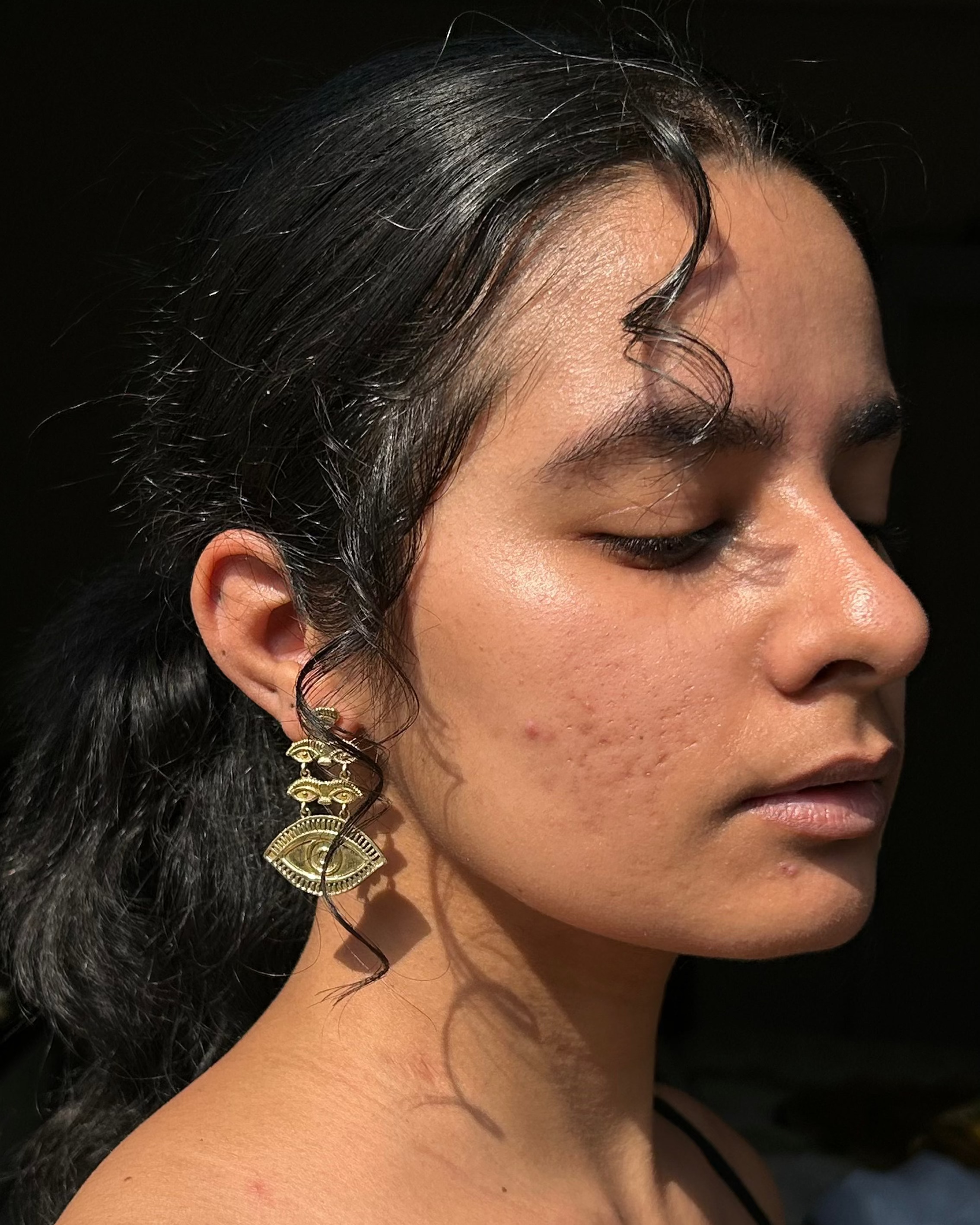 Brass  earrings handmade by A Creator's Studio