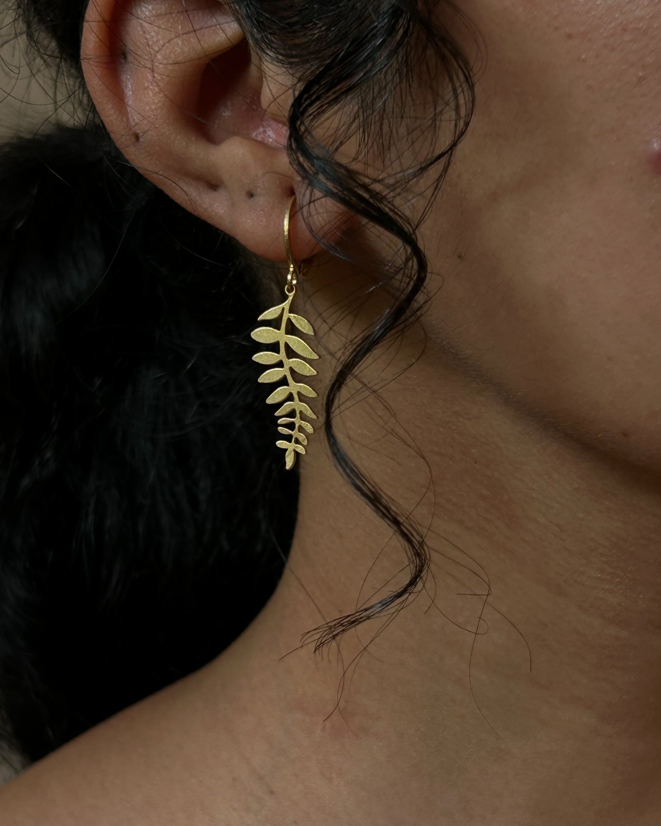 Gold Dipped Botanica Leaf Earrings handmade by A Creator's Studio