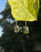 Gold Plated Green Jade Stone Drop Earrings handmade by A Creator's Studio