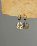Brass earrings with unique lotus design handmade by A Creator's Studio