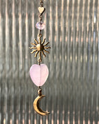 Rose Quartz Celestial Car Charm