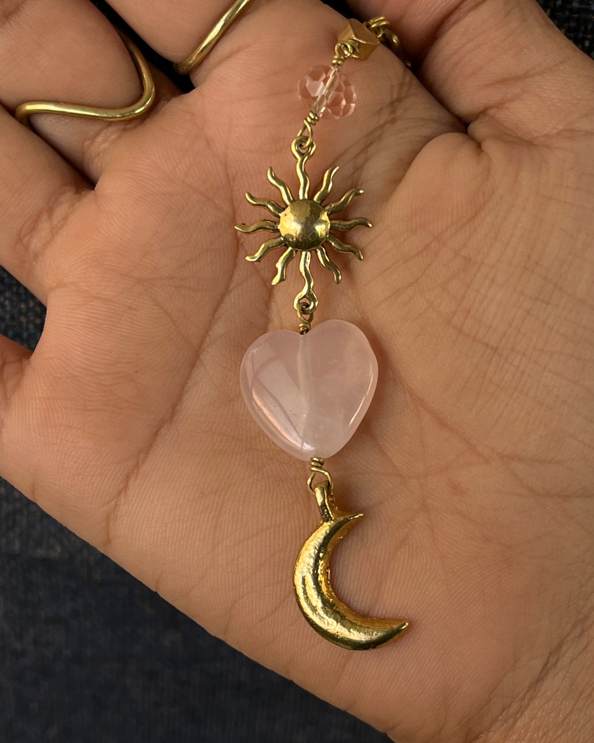 Rose Quartz Celestial Car Charm