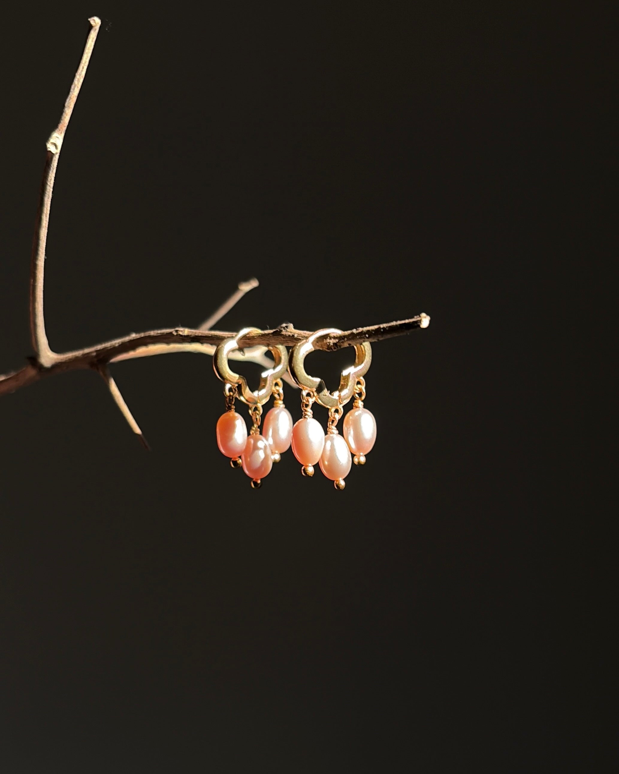 Pink cloud pearl earrings