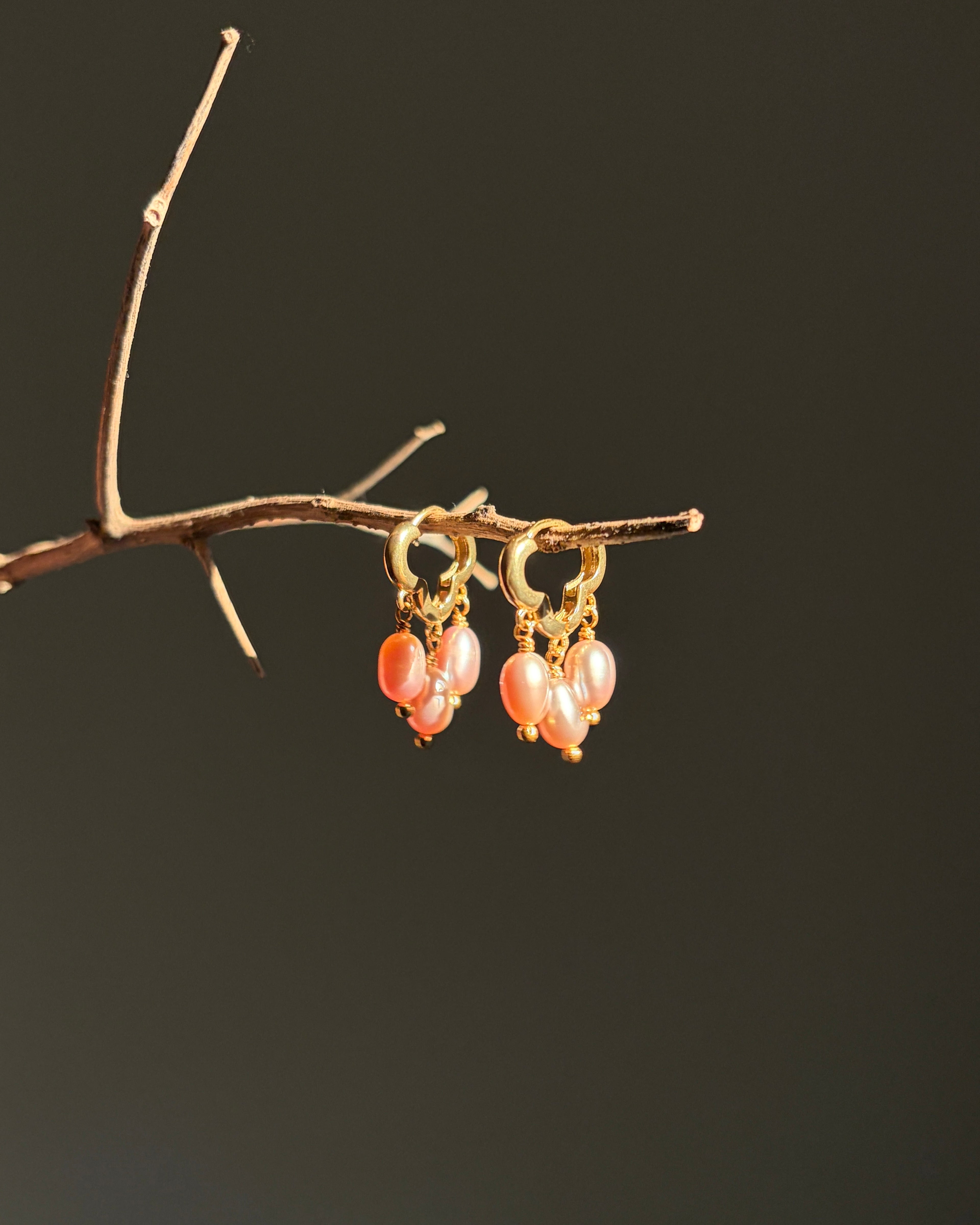 Pink cloud pearl earrings