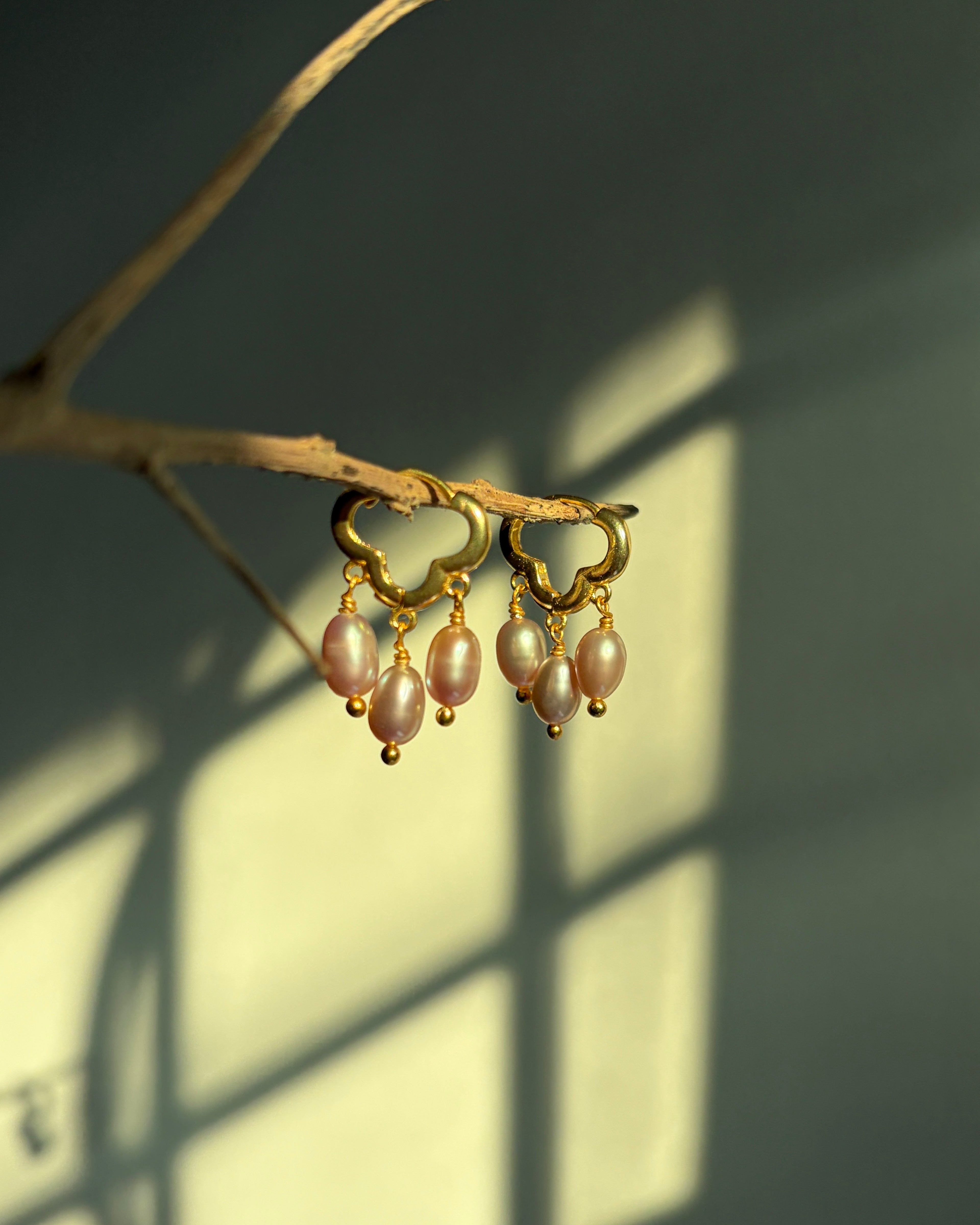 Pink cloud pearl earrings